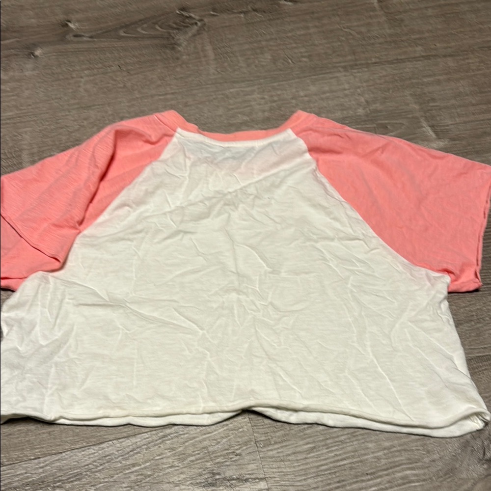 Aerie Pink and White Crop Top